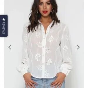 Maje White Floral Button Down Shirt